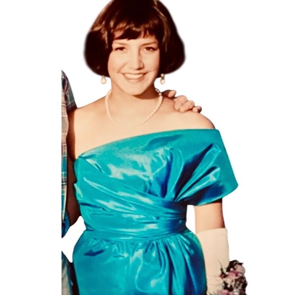 Dance Allure Alfred Angelo Teal One Shoulder Taffeta Gown 80s‎ Prom 11/12